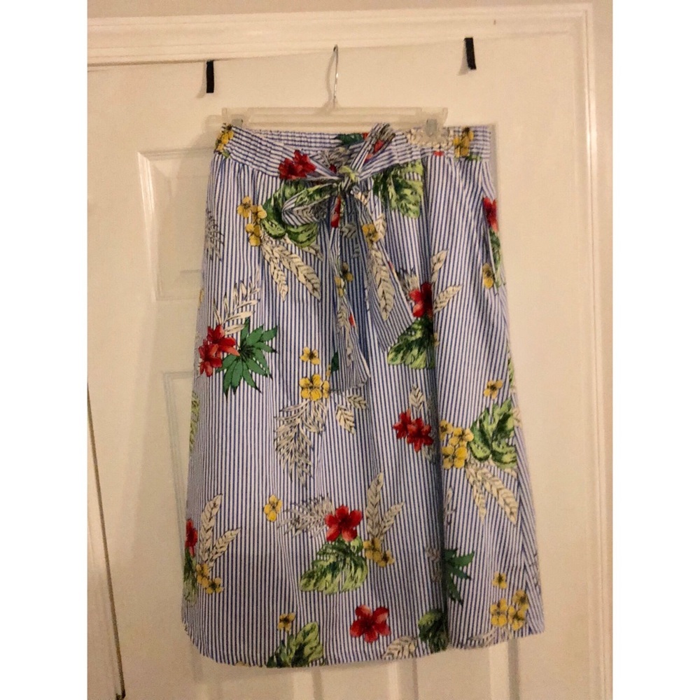 Lush brand navy pin stripe with floral detailing